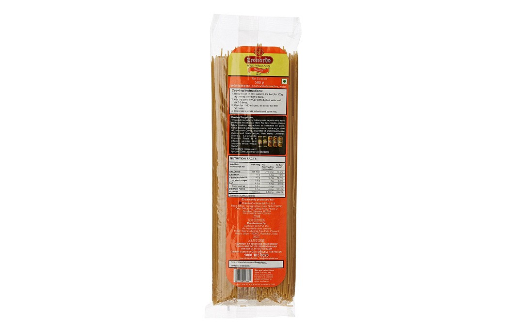 Leonardo Whole Wheat Pasta Spaghetti   Pack  500 grams